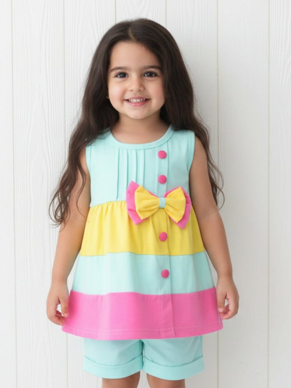 Aqua Blue Striped Short Outfit, kids, girls, NWT